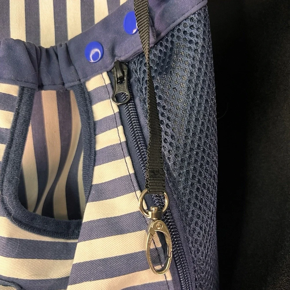 COODIA Pet Carrier Backpack Small Dog Blue White Striped Excellent Hands Free